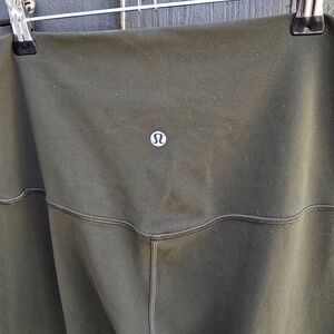 Lululemon High-Rise Olive Green Leggings with Logo